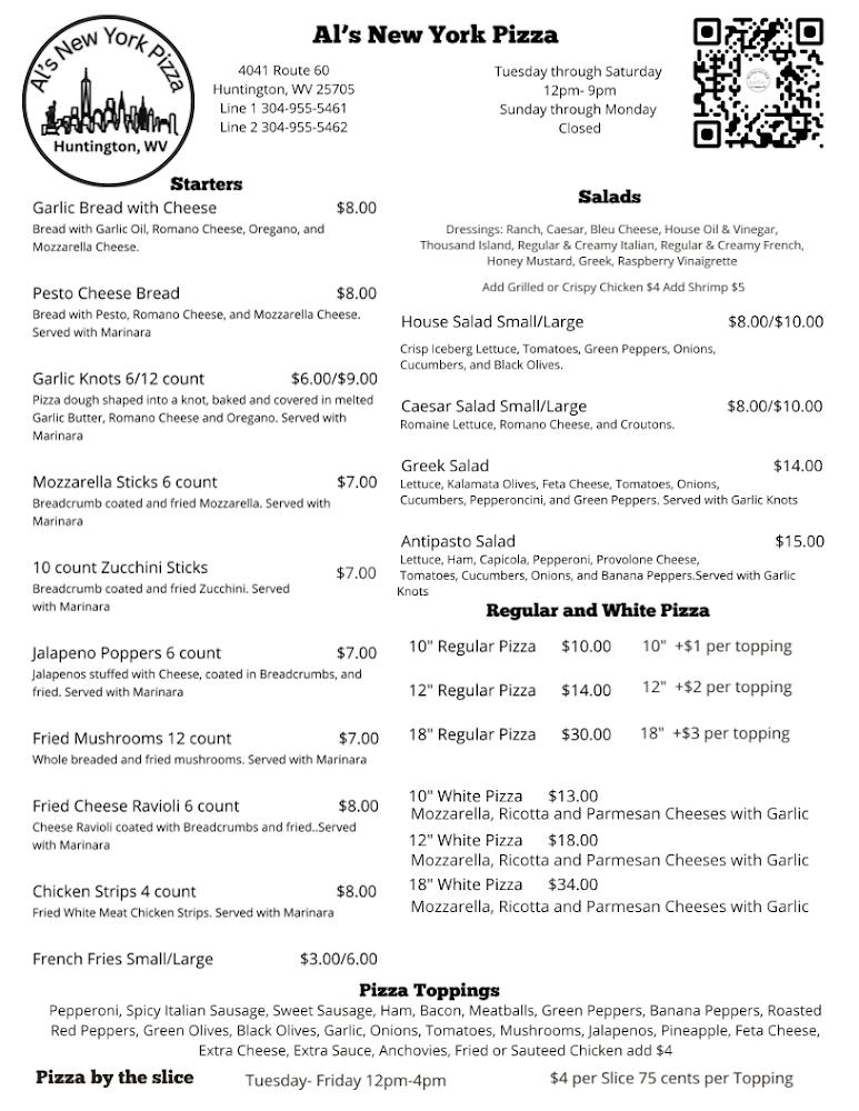 Al's New York Pizza Menu image 2