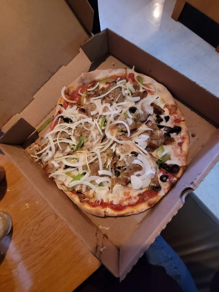 Sausage Onions and Olive Pizza